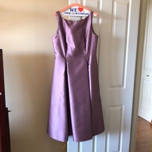 Adrianna Papell satin fit and flare mauve cocktail dress.